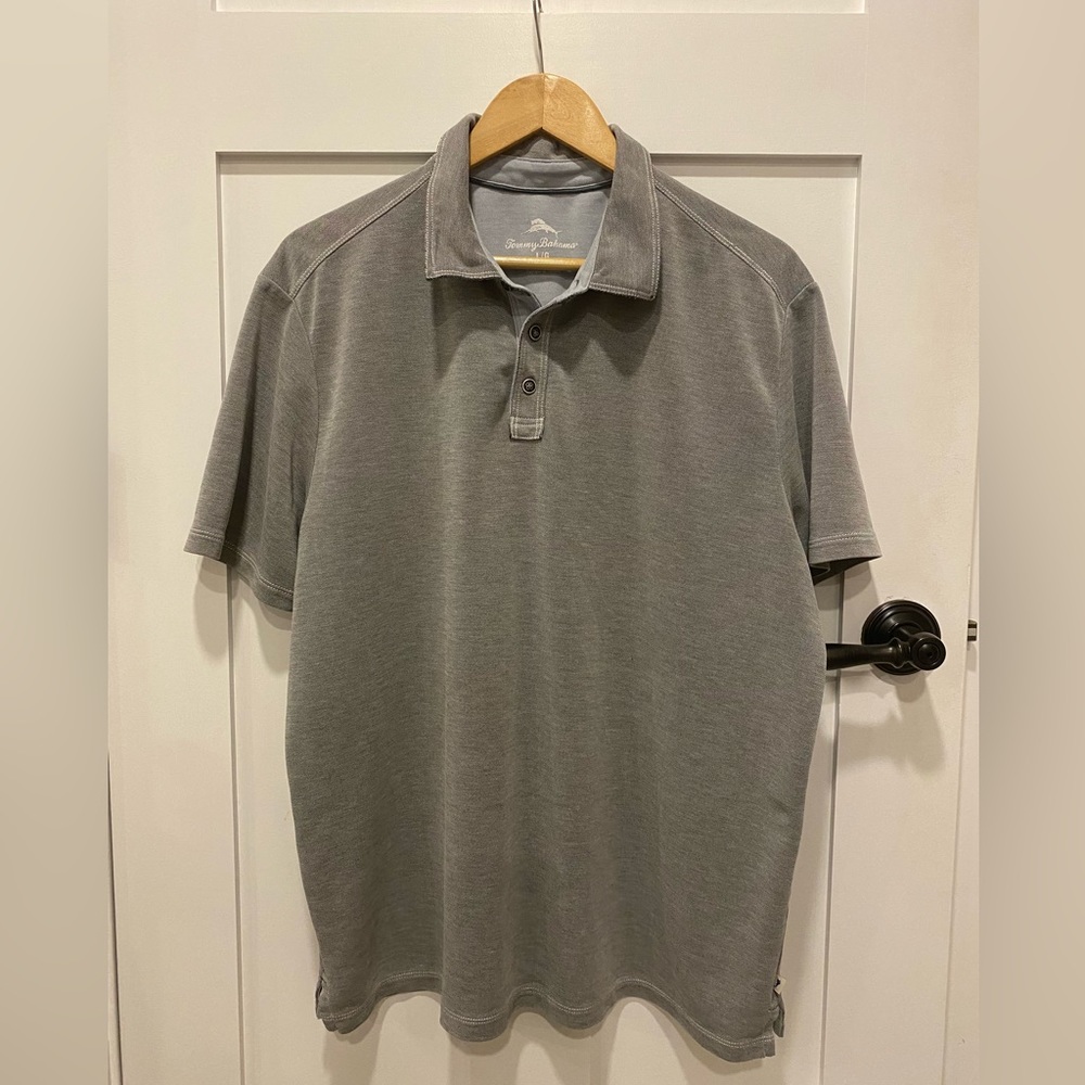 Tommy Bahama Gray Polo 70% Tencel lycocell